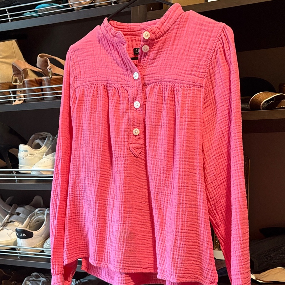 J. Crew Bright Pink Textured Blouse